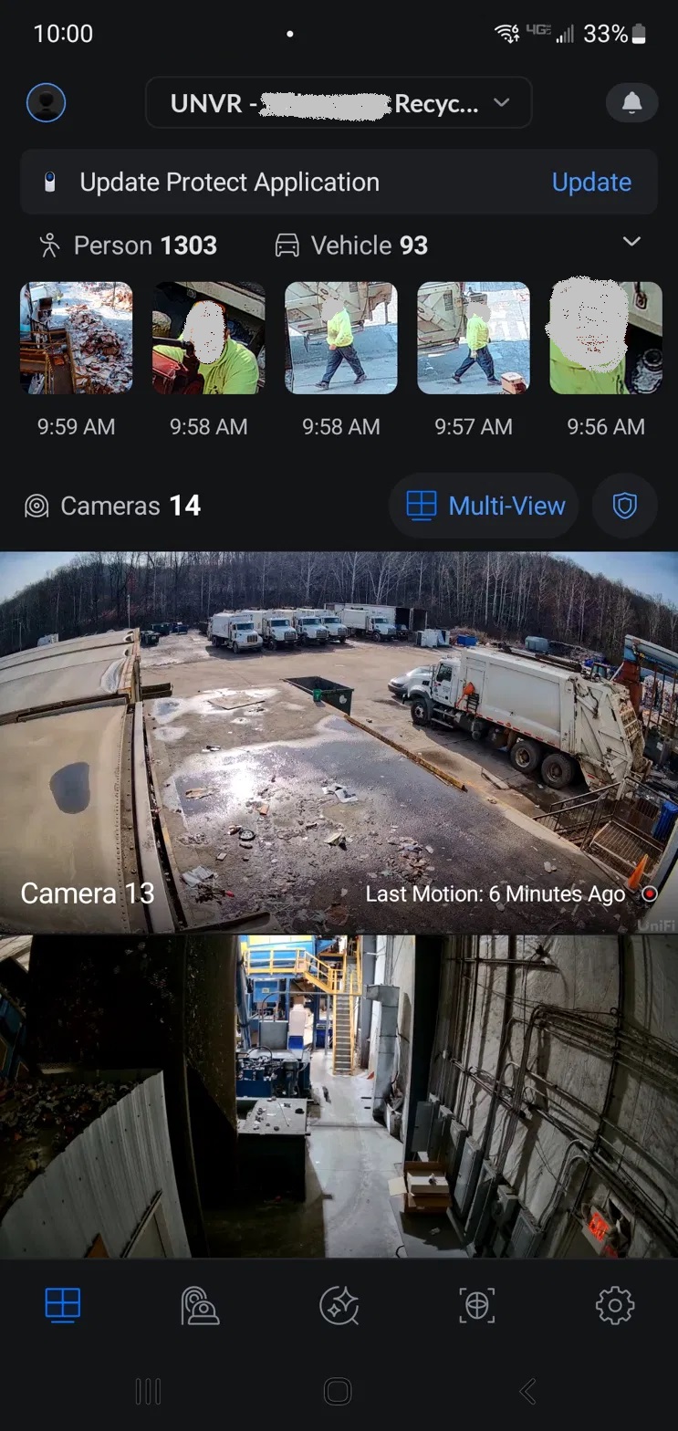 UniFi Protect mobile dashboard